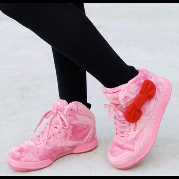Pink Plush Fluffy Sneakers Women 